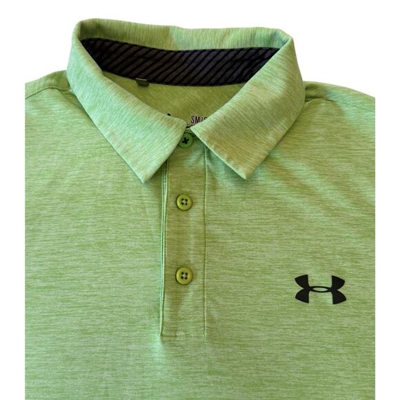 Under Armour Polo Men Small Polo Shirt Heat Gear Loose Fit Light Green Heather - Picture 4 of 16